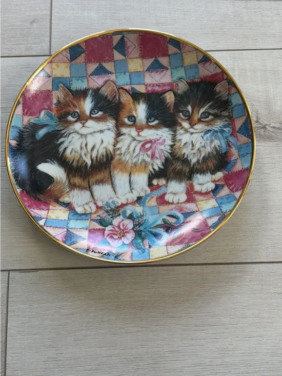 Decorative Cat Plate - Kittens Franklin Mint Patchwork Pals K.Duncan