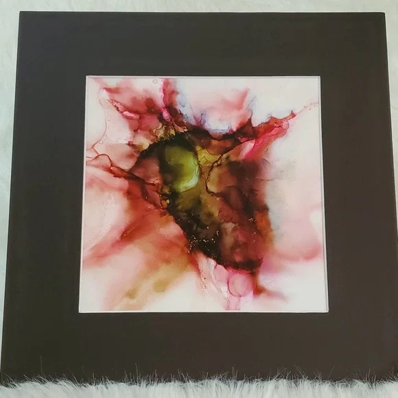 Original Alcohol Ink on Grafix and Matted in Black