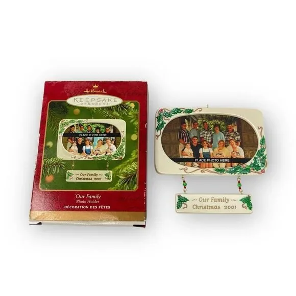 Hallmark Our Family Photo Holder Tree Ornament 2001 Christmas Keepsake
