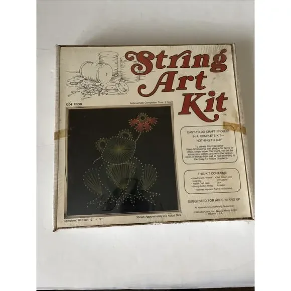 LARGE VINTAGE STRING ART KIT FROG SEALED NEW 12
