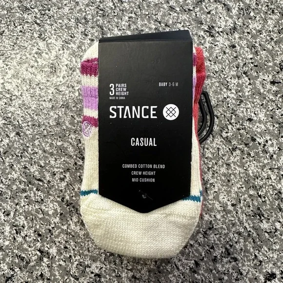 Stance Baby Crew Socks Size 3-6M 3 Pairs Casual Mid Cushion