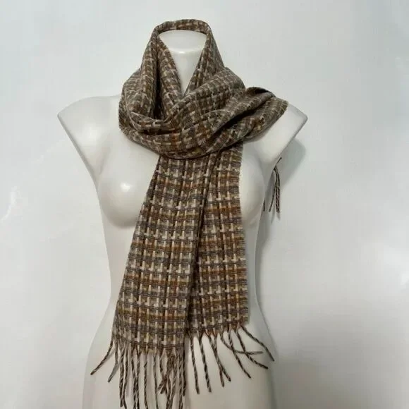 Cashmink v. fraas Germany Woven Neutral fringe scarf vintage