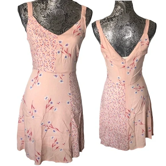Bebop peach pink short flowered‎ patch dress small