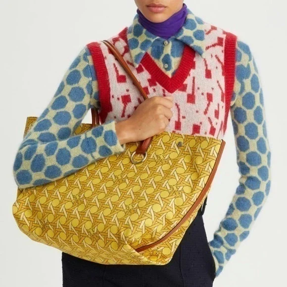 Tory Burch Canvas Basketweave Tote