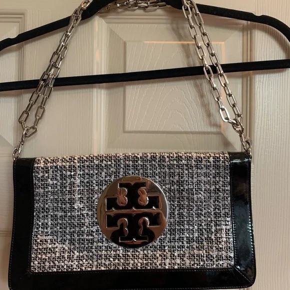 Tory Burch Black/Cream Pattern Handbag