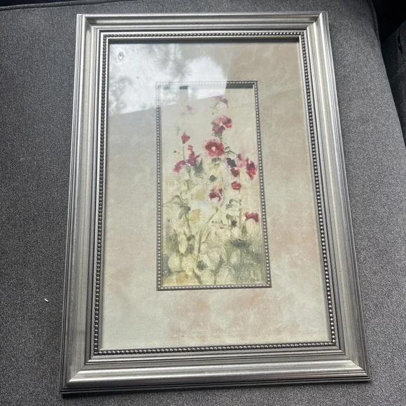 Sonoma Framed Wall Art  12x18 Silver Cheri Blum Floral Botanical Beaded