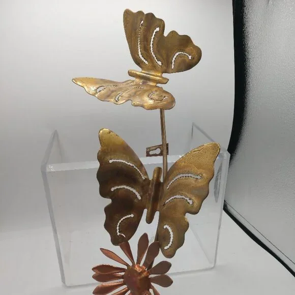 Vintage Brass Butterfly Wall Art Hanging - Brass and Copper-Mid Century Modern