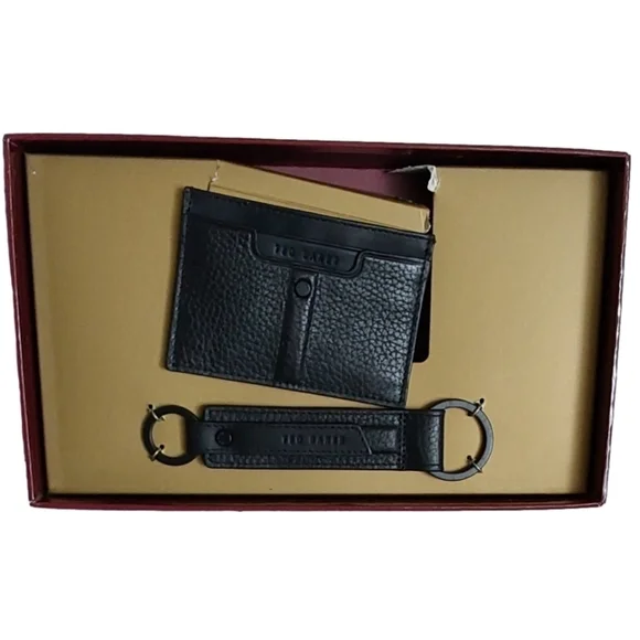 TED BAKER LONDON‎ 2 PIECES MEN'S MONEY CLIP & BLACK CARD HOLDER