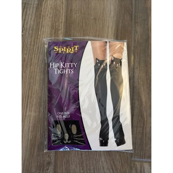 Hip Kitty Tights by Spirit-Great for Halloween-Black Ages 14+ One size fits most
