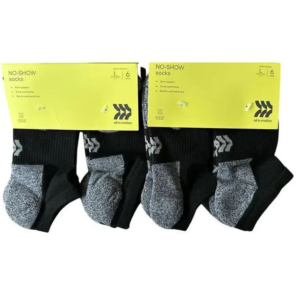 All In Motion Kids’ No-Show Socks 2 Packs (12 Pairs) Size‎ L (Shoe 3–7)