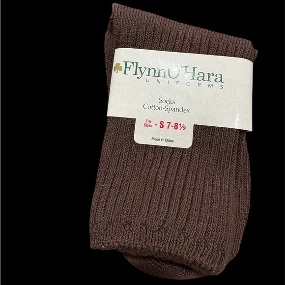 Kids Brown Cotton-Spandex Socks size 7-8.5