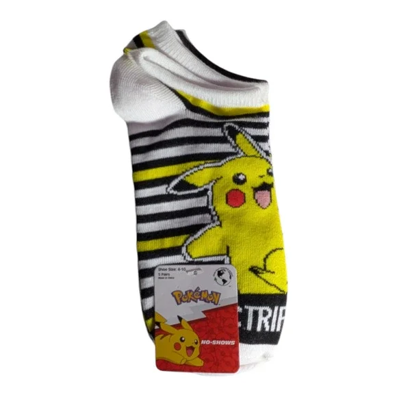 POKEMON - 5 pack kid socks - No Show - Size 4-10 - New with Tag