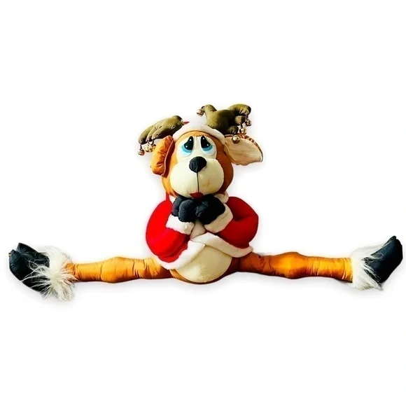 Vtg House of Loyd Shivers Reindeer Christmas Draft Stopper Nylon Parachute Plush
