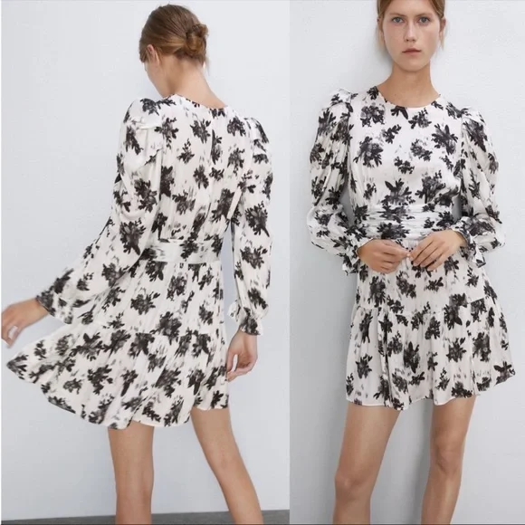 Zara floral satin mini dress