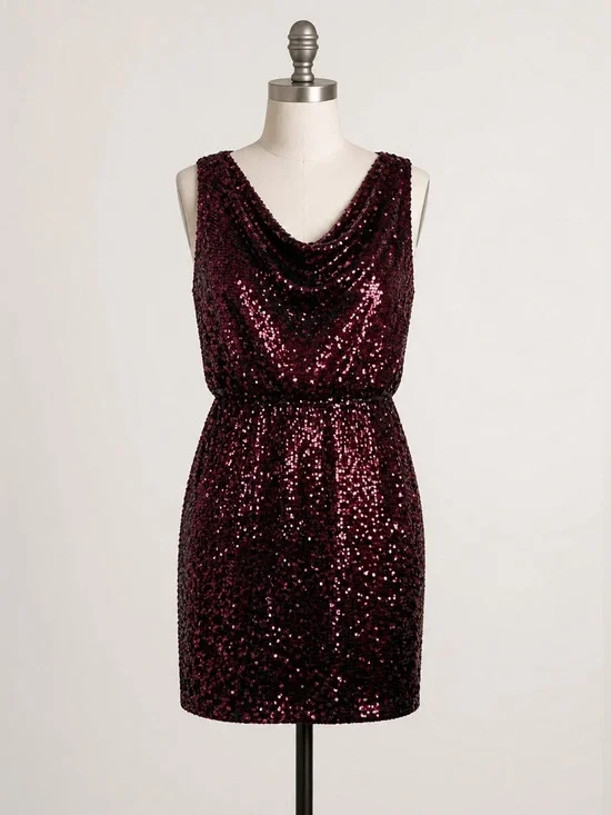 NWT Apt. 9 Burgundy Sequin Cowl Neck Cocktail Dress – Size L