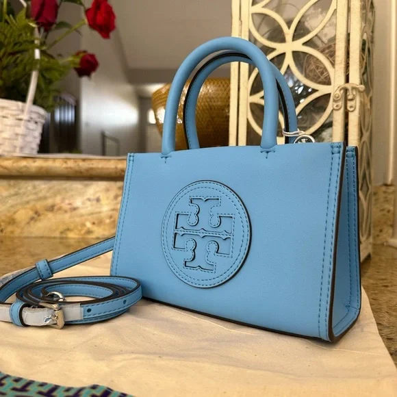 NWT Tory Burch ELLA BIO MINI TOTE BLUE AZURE