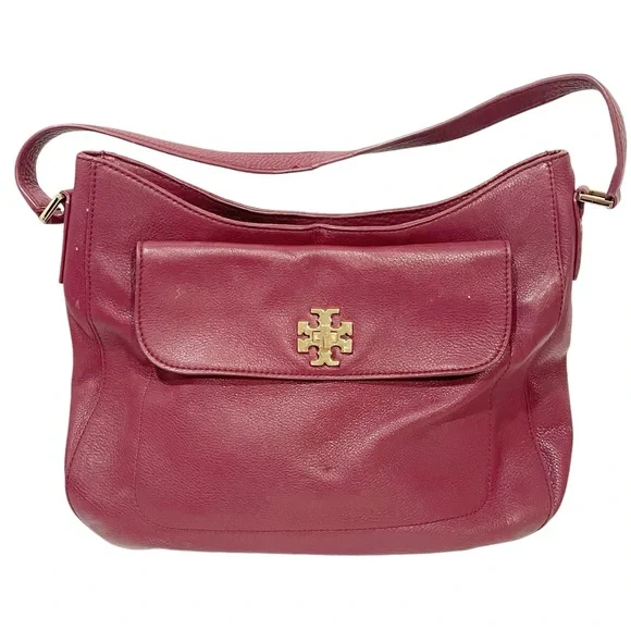 Tory Burch‎ Burgundy Mercer Slouchy Leather Hobo Bag
