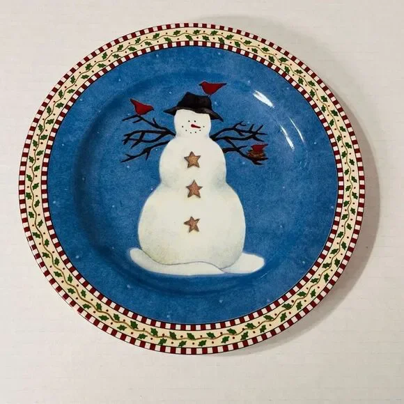 Debbie Mumm Snowman Salad Plate By Sakura   8 1/4 “