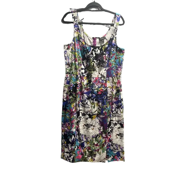 Women's Nicole by Nicole Miller Dress Size 16 White Multi-color Floral