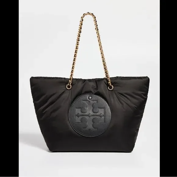 New Tory Burch ELLA PUFFY CHAIN TOTE BLACK