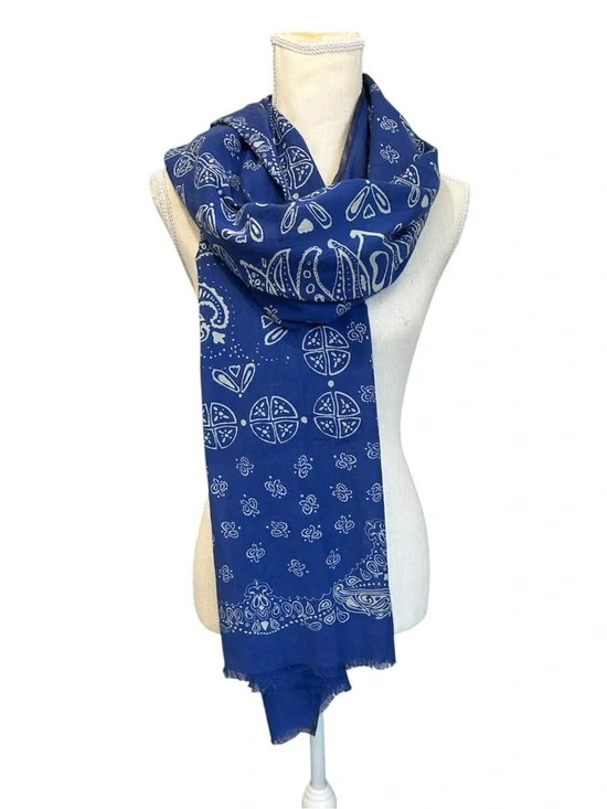 J.Crew Blanket Scarf Bandana Blue Print Women Accessories