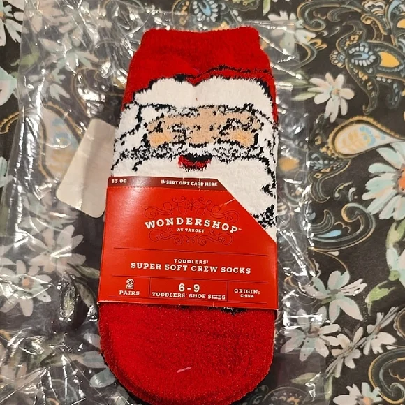 ❤️10/$20 New Wondershop Red Santa Crew Socks Toddler 2 Pack