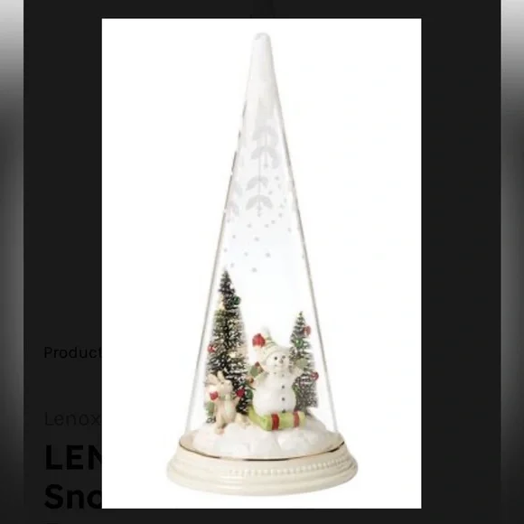 Lenox LENOX Sledding Snowman Lit Cone in Ivory NEW in box