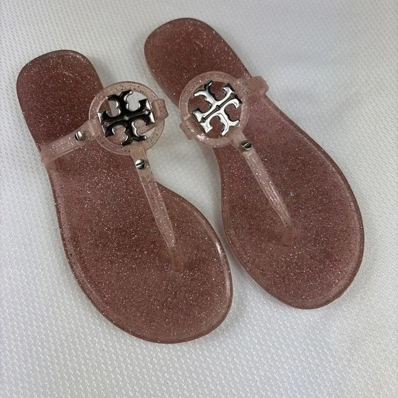 TORY BURCH MINI MILLER JELLY THONG SANDAL BARBIE PINK SIZE 5
