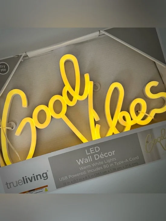 True Living Good Vibes LED Wall Sign Lighted Decor Wall Art NWT