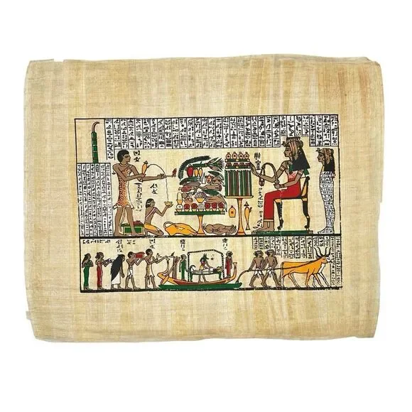 Vintage Egyptian Papyrus Painting Book of the Dead Anubis Osiris Hieroglyphics