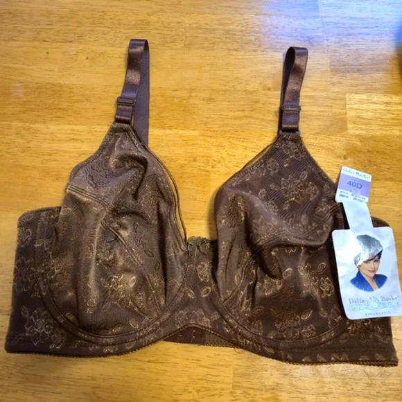 Delta Burke Brown Satin Bra with Adjustable Straps‎