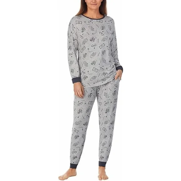 Wizarding World Harry Potter Cozy 2 Piece Pajama Set Womens XS Gray Loungewear