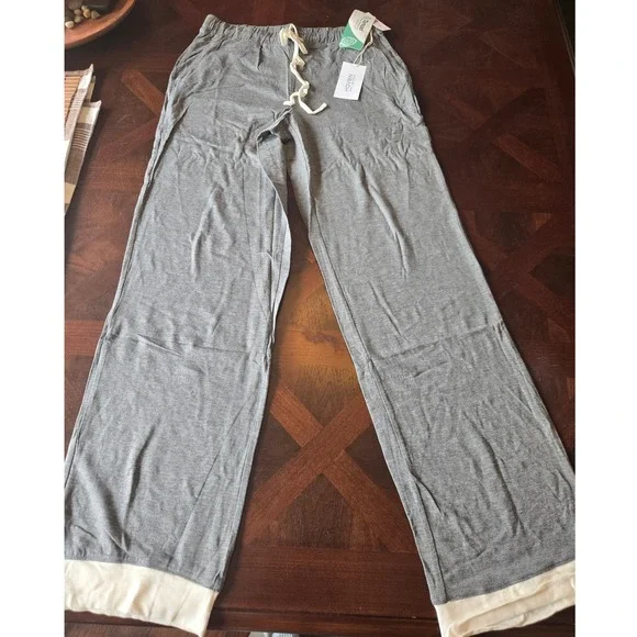 Haven Well Within Tencel Lyocell‎ Wide Leg Lounge Pants Gray Cream XS NWT