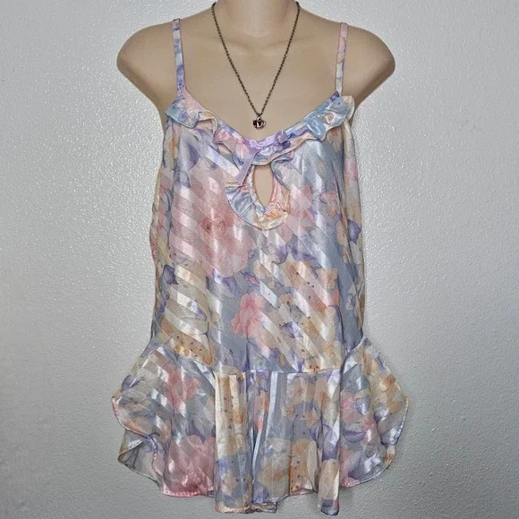 Vintage Pastel Floral Ruffle Romper Lingerie