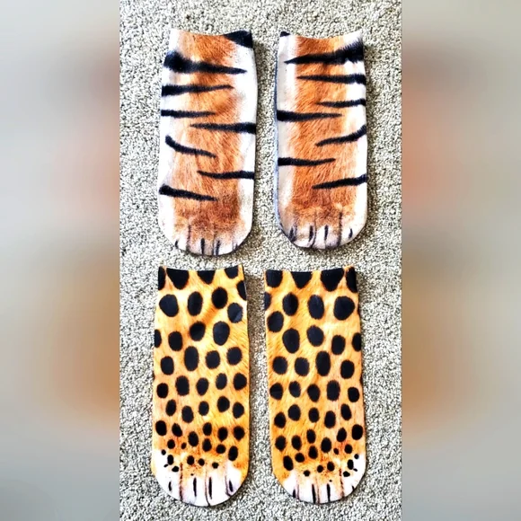 3D Animal Tigar print realistic socks, OS, (2‎ PAIR)