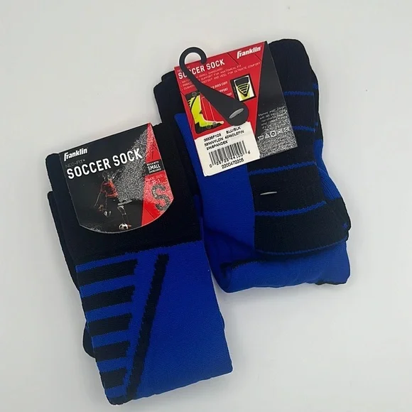 FRANKLIN Blue and Black Soccer Socks, Size Small, NWT