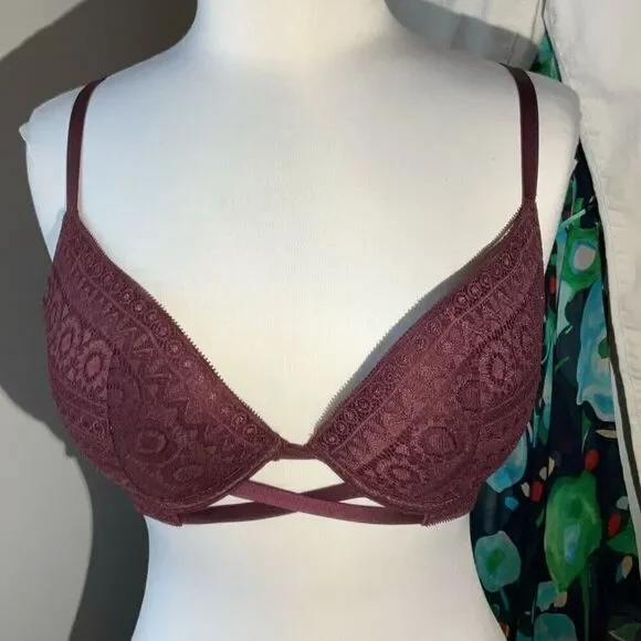 Aerie Burgundy Lace Bra, 36 D