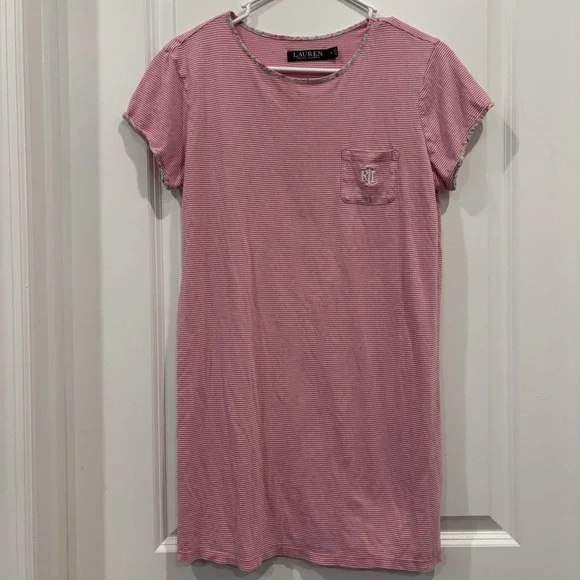 Lauren Ralph Lauren Pajama Night Gown Womens Size Small Pink White Striped
