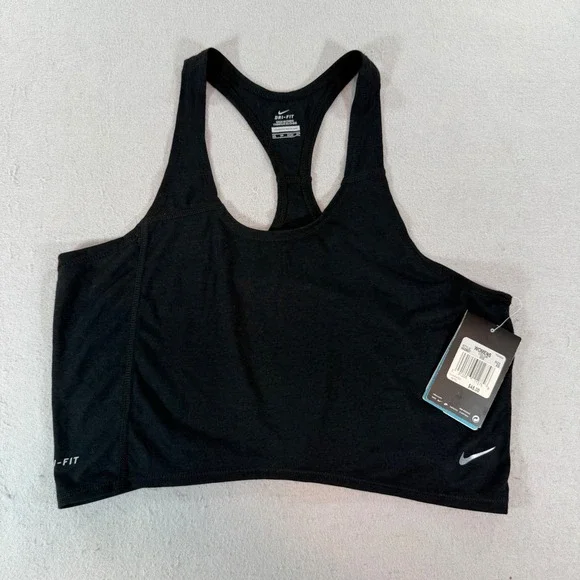 Nike Swoosh Sports Cropped Tank XS Black Racerback‎