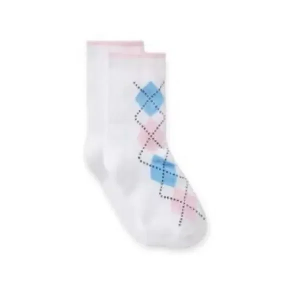 Janie and Jack Argyle Sock in White Argyle Size 6-8