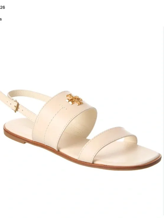 TORY BURCH Mini Everly Back Strap Leather Sandal In Ivory, Size 10.5, NWT no box