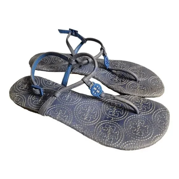 TORY BURCH‎ Emmy Stitched Thong Sandal Light Blue Leather - Size 6 1/2
