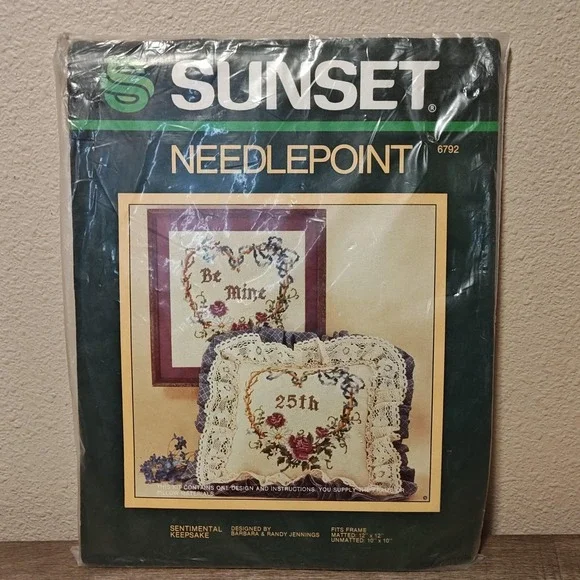 Vintage Sunset‎ Needlepoint Kit 6792 Sentimental Keepsake Heart 25th Anniversary