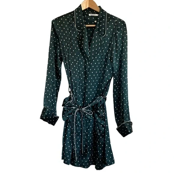 NK IMODE Luxurious Silk Polka Dot Robe Size Medium