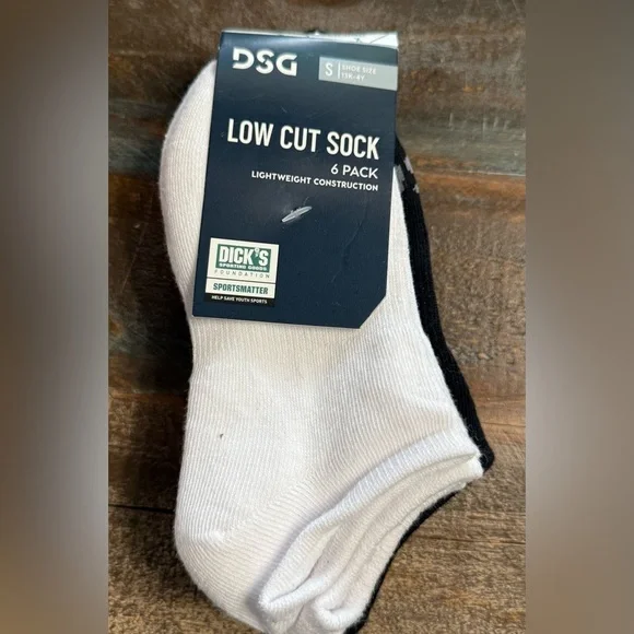 Ⓜ️DSG‎ Low Cut Socks 6 Pk 13K-4Y Lightweight Athletic Socks Black White Gray NIP