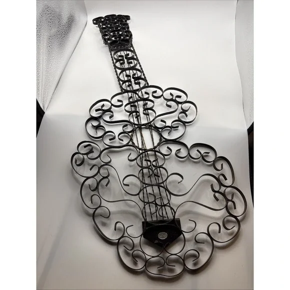 Vintage Mid-Century Wrought Iron Guitar Wall Art - 25