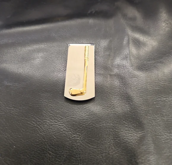 Gold Golf Club Money Clip