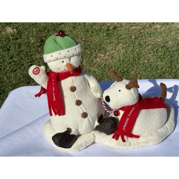 Hallmark Jingle Pals 2004 Snowman & Reindeer Dog Musical Plush Animated Works!