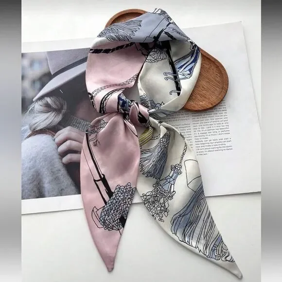 Elegant Pink and White Scarf M629