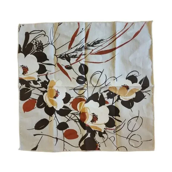 Scarf Vintage Authentic Floral ART Rectangle Handkerchief Accessory